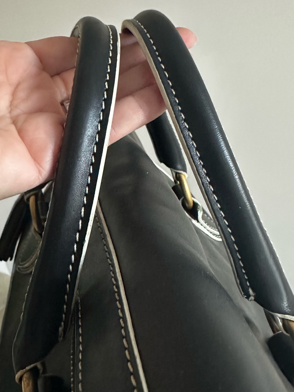 Dooney & Bourke Black Florentine Leather Edge Satchel - Picture 3 of 12